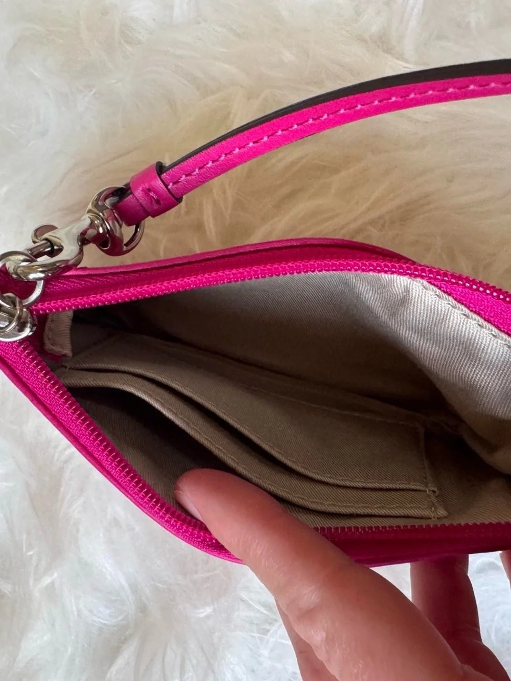 Coach Bright Pink Leather Wristlet with Detachable Strap